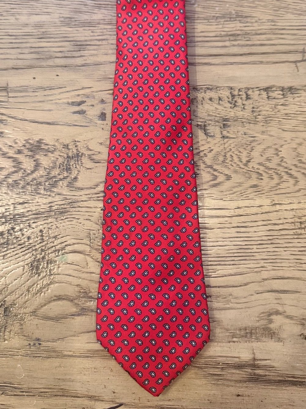 Henry Grethel Men's Red Micro-Pattern Silk Tie